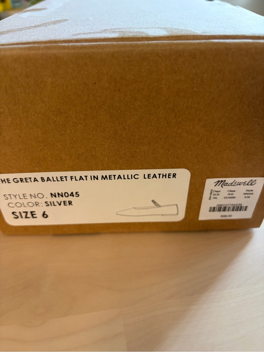 Madewell The Greta Ballet Flat in Metallic Silver
